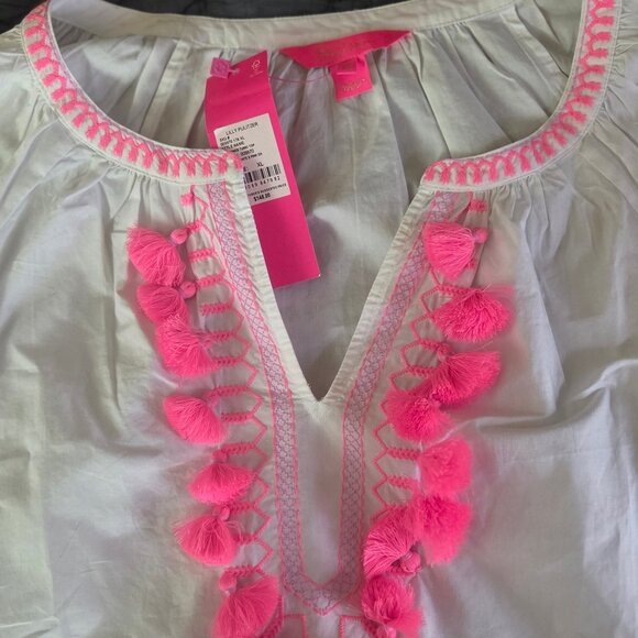 NWT Lilly Pulitzer Tunic Resort Wear Top White Pink XL - Picture 3 of 5